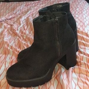 Black suede ankle booties